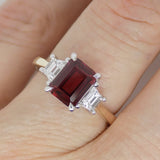9ct Yellow Gold Emerald Cut Lab Grown Ruby and Lab Grown Trapezoid Diamonds SKU 7756008