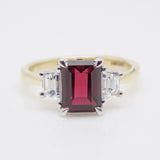 9ct Yellow Gold Emerald Cut Lab Grown Ruby and Lab Grown Trapezoid Diamonds SKU 7756008