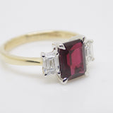 9ct Yellow Gold Lab Grown Emerald Cut Ruby and Lab Grown Octagon Side Diamonds SKU 7756009