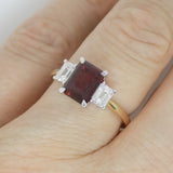 9ct Yellow Gold Lab Grown Emerald Cut Ruby and Lab Grown Octagon Side Diamonds SKU 7756009