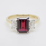 9ct Yellow Gold Lab Grown Emerald Cut Ruby and Lab Grown Octagon Side Diamonds SKU 7756009