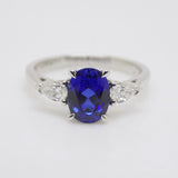 9ct White Gold Lab Grown Oval Sapphire and Lab Grown Pear Cut Diamonds SKU 7757001