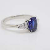 9ct White Gold Lab Grown Oval Sapphire and Lab Grown Pear Cut Diamonds SKU 7757001