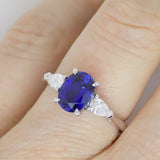 9ct White Gold Lab Grown Oval Sapphire and Lab Grown Pear Cut Diamonds SKU 7757001