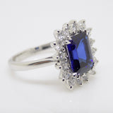 9ct White Gold Emerald Cut Lab Grown Sapphire and Lab Grown Diamonds SKU 7757002