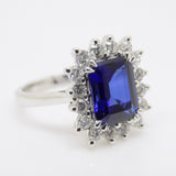 9ct White Gold Emerald Cut Lab Grown Sapphire and Lab Grown Diamonds SKU 7757002