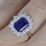9ct White Gold Emerald Cut Lab Grown Sapphire and Lab Grown Diamonds SKU 7757002