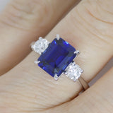 9ct White Gold Emerald Cut Lab Grown Sapphire and Lab Grown Diamonds SKU 7757003