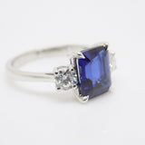 9ct White Gold Emerald Cut Lab Grown Sapphire and Lab Grown Diamonds SKU 7757003