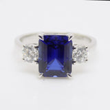 9ct White Gold Emerald Cut Lab Grown Sapphire and Lab Grown Diamonds SKU 7757003