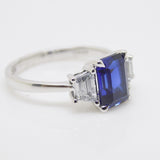 9ct White Gold Emerald Cut Lab Grown Sapphire and Lab Grown Diamonds SKU 7757004