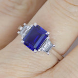 9ct White Gold Emerald Cut Lab Grown Sapphire and Lab Grown Diamonds SKU 7757004