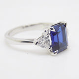 9ct White Gold Emerald Cut Lab Grown Sapphire and Lab Grown Diamonds SKU 7757005
