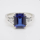 9ct White Gold Emerald Cut Lab Grown Sapphire and Lab Grown Diamonds SKU 7757005