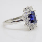 9CT White Gold Emerald Cut Lab Grown Sapphire and Lab Grown Diamond Halo SKU 7757006