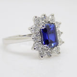 9CT White Gold Emerald Cut Lab Grown Sapphire and Lab Grown Diamond Halo SKU 7757006