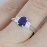 9CT White Gold Oval Cut Lab Grown Sapphire and Oval Cut Lab Grown Diamonds SKU 7757007