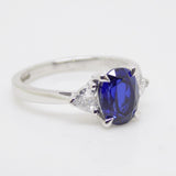 9CT White Gold Oval Cut Lab Grown Sapphire and Trillion Lab Grown Diamonds SKU 7757008