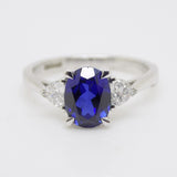 9CT White Gold Oval Cut Lab Grown Sapphire and Trillion Lab Grown Diamonds SKU 7757008