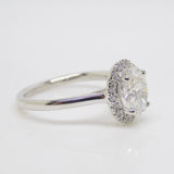 Platinum Lab Grown Oval Diamond, Lab Grown Diamond Halo Engagement Ring 1.28ct SKU 7707043