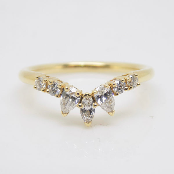 18CT Yellow Gold Marquise and Round Lab Grown Diamond Wishbone Ring 0.38ct SKU 7707106