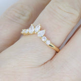 18CT Yellow Gold Marquise and Round Lab Grown Diamond Wishbone Ring 0.38ct SKU 7707106