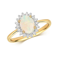 9ct Yellow Gold Oval Opal and Diamond Ring SKU 5306003