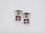 9ct 4 Round Ruby Square Set Stud Earrings