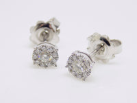 9ct White Gold Round Brilliant Diamond Cluster Stud Earrings 0.25ct SKU 1642019