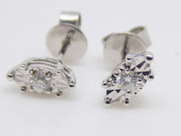 9ct White Gold Claw Set Illusion Diamond Marquise Stud Earrings 0.10ct SKU 1642025