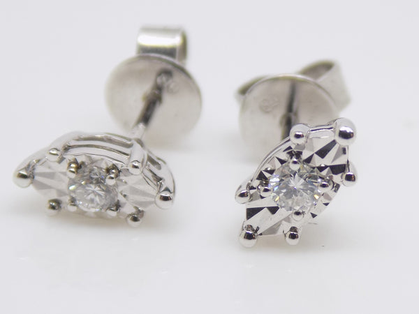 9ct White Gold Claw Set Illusion Diamond Marquise Stud Earrings 0.10ct SKU 1642025