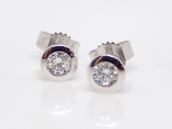 9ct White Gold Rubover Round Brilliant Diamond Earrings 0.30ct SKU 1642038