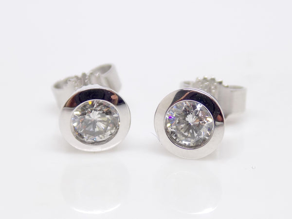 9ct White Gold Rubover Round Brilliant Diamond Earrings 0.50ct SKU 1642039