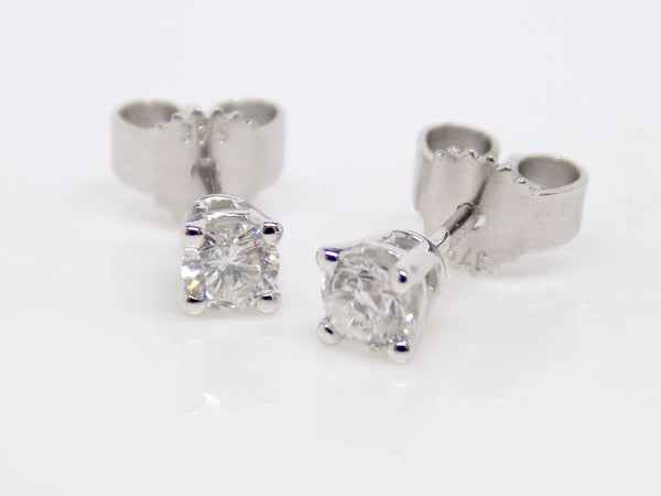 9ct White Gold Claw Set Round Brilliant Diamond Earrings 0.30ct SKU 1642043