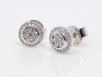 9ct White Gold Round Brilliant Diamond Halo Cluster Earrings 0.25ct SKU 1642050