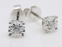 9ct White Gold Claw Set Illusion Set Diamond Stud Earrings 0.10ct SKU 1642054