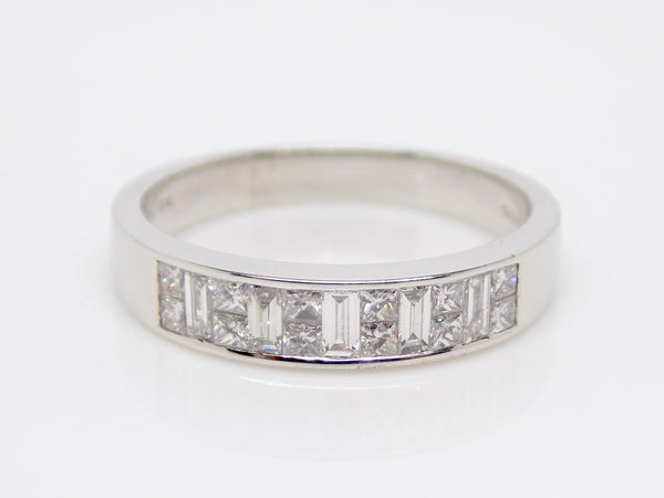 18ct White Gold Princess and Baguette Diamond Channel Set Wedding/Eternity Ring 0.50ct SKU 8802074