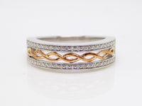 9ct 2 Tone Rose and White Gold Celtic Style Wedding/Eternity Ring 0.15ct SKU 4501056