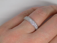 9ct White Gold Double Row Round Brilliant Diamonds Beaded Edging Wedding/Eternity Ring 0.50ct SKU 4501127