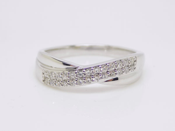 9ct White Gold Criss Cross Diamond Wedding/Eternity/Dress Ring 0.20ct SKU 4501175