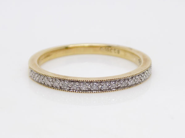 9ct Yellow Gold Claw Set Diamonds Milgrain Edging Wedding/Eternity Ring 0.12ct SKU 4502019