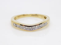 9ct Yellow Gold Channel Set Round Brilliant Diamonds Wishbone Wedding/Eternity Ring 0.33ct SKU 4505007