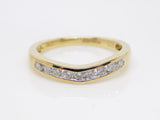 9ct Yellow Gold Channel Set Round Brilliant Diamonds Wishbone Wedding/Eternity Ring 0.33ct SKU 4505007