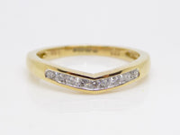 9ct Yellow Gold Channel Set Round Brilliant Diamonds Wishbone Wedding/Eternity Ring 0.15ct SKU 4505030