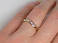 9ct Yellow Gold Channel Set Round Brilliant Diamonds Wishbone Wedding/Eternity Ring 0.15ct SKU 4505030
