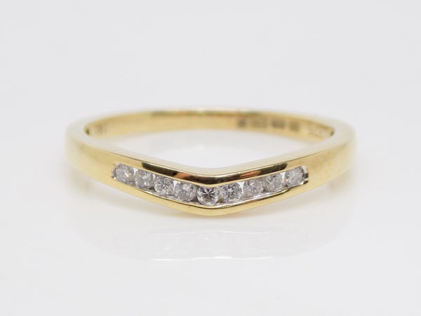 9ct Yellow Gold Channel Set Round Brilliant Diamonds Wishbone Wedding/Eternity Ring 0.10ct SKU 4505032