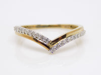 9ct Yellow Gold Claw Set Round Brilliant Diamond Fancy Wishbone Wedding/Eternity Ring 0.15ct SKU 4505034