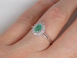 9ct White Gold Oval Emerald Diamond Halo Engagement Ring SKU 5406013