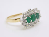 9ct Yellow Gold Diamond and Emerald Boat Cluster Engagement Ring 2.00ct SKU 5406016