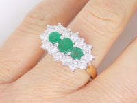 9ct Yellow Gold Diamond and Emerald Boat Cluster Engagement Ring 2.00ct SKU 5406016